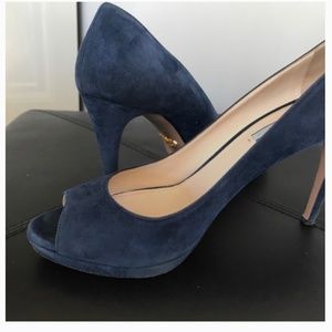 💙 Navy Royal Blue Suede, Prada Pump Size 40/US10